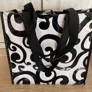 Reusable Handy Tote Bag with Black & White Graphic Design 14 "x14" Snap Closure